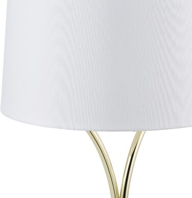 Настільна лампа Relaxdays Vintage, з тканинним абажуром і металевою основою, HxD 49x30 см, приліжкова лампа, E27, спальня, білий/золотий