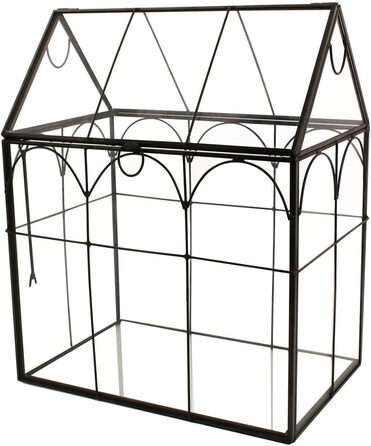 Скляне терассіум ElegantLife Geometris для сукулентів та повітряних рослин, чорний, House