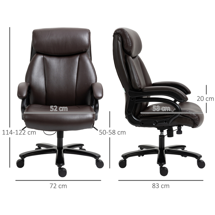 Крісло керівника Vinsetto Ergonomic з функцією гойдалки, шкіряне крісло коричневе, регулюється по висоті, вантажопідйомність до 180 кг