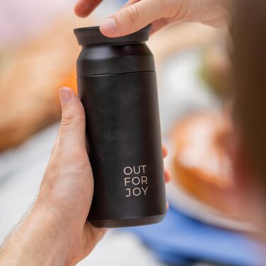 Термокружка з нержавіючої сталі 350 мл | Термокружка для кави з собою | Зі знімним кришкою, подвійні стінки, ізольована | Кава та чай з собою - туристична кружка | Зберігає тепло 4 години / холод 8 годин (Чорний Midnight)