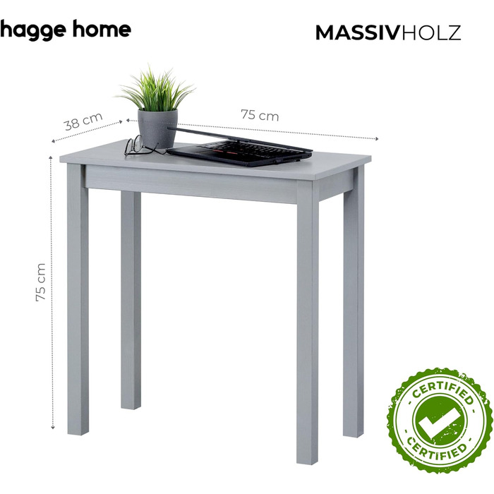 Скандинавський стіл Hagge Home: журнальний, обідній, письмовий, для офісу (75x38x75 см, білий/сірий)