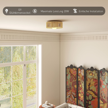 Підвісна стельова лампа в стилі бохо з патронами G9 для LED ламп, абажур з натурального канату