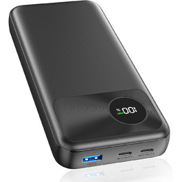 МАг, 22,5 Вт, USB-C PD3.0 QC 4.0, сумісний з iPhone і смартфонами (чорний), 20000