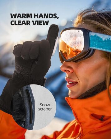 EBOSSOM Зимові рукавички для чоловіків та жінок, 7.4V водонепроникні теплі рукавички з підтримкою сенсорного екрану, вітрозахисні велосипедні рукавички для катання на лижах, піших прогулянок, їзди на мотоциклі та відпочинку