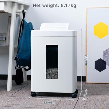 Шредер для паперу P4 з перехресним різанням: 60 хв безперервної роботи, знищення кредитних карт та скріпок. Офісний та домашній шредер з 21л контейнером, тихий, білий (бежевий, 10 аркушів)