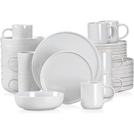 Сервіровка столових приладів глиняний посуд, посуд з кунжуту ванкассо, комбінований сервіз з 32 предметів, з тарілками для торта, плоскими тарілками, кавовою чашкою