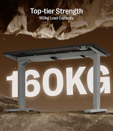 Регульований стіл MAIDeSITe S2 Pro (140x70 см, сірий каркас + чорний), електричний, з захистом від зіткнень, підйом до 160 кг