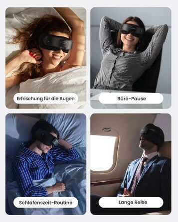 Масажер для очей RENPHO Eyeris 1 з підігрівом, вібрацією та Bluetooth, акумуляторний, для сухих очей, чорний