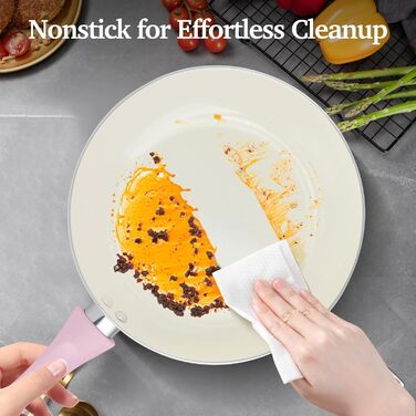 Набір посуду 11 предметів з антипригарним покриттям, кераміка, індукційний, без PFOA, рожевий HC3302-11PG