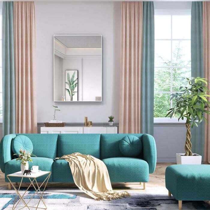 Дзеркало для ванної кімнати WONSTART 81.3 x 61 см біле з алюмінієвою рамою, для монтажу над умивальником, сучасний дизайн, підходить для ванної, спальні, передпокою