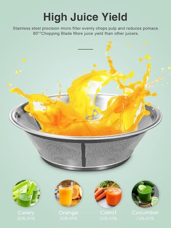 Шокер-віджимач Reemix для овочів та фруктів, професійний соковичавник з нержавіючої сталі, 800W, 3 швидкості, Aqua