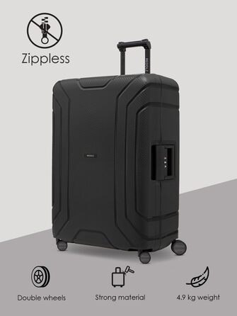 Жорсткий чохол REDOLZ XL без блискавки 3-точкове замикання 4 коліщатка та замок TSA