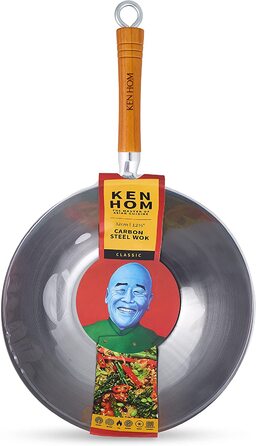 Кен Хом KH420001 міні-вок з вуглецевої сталі, Excellence, індукційний вок, Фенольна ручка, можна мити в посудомийній машині, гарантія 2 роки (32 см, класична приправа ВОК-сковорода)