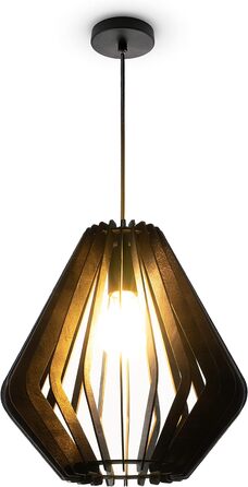 Підвісний світильник Paco Home Дерев'яний підвісний світильник Світильник для вітальні в стилі бохо Обідня настільна лампа Натуральний вінтаж E27 Ротанговий вигляд, тип лампи Колір (чорний (Ø29 см), підвісний світильник - Тип 1)