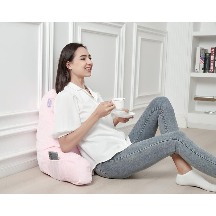 Крісло-мішок Canbygo для читання з підлокітниками, з піною з пам'яті, для читання, роботи та ігор, знімний чохол (Рожевий)