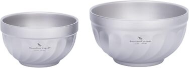 Титанові миски iBasingo з подвійними стінками 500мл та 800мл: для вівсянки, їжі, рису, супу. Легкі, портативні, металеві, для кемпінгу та подорожей