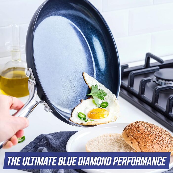 Посуд Blue Diamond CC006151-001 - Тверде анодоване керамічне антипригарне покриття, синій