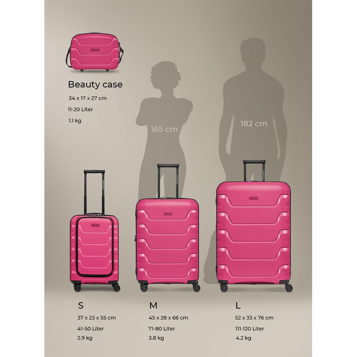 Набір валіз Smartbox Hartschalen 3-в-1: розширювані, з TSA-замком, з відділенням для ноутбука (рожевий)