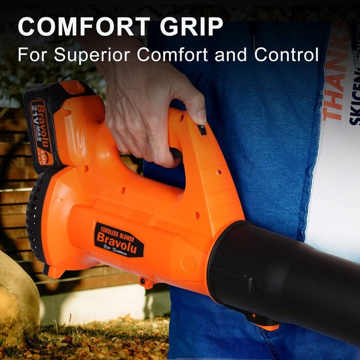 Акумуляторний повітродувач Bravolu 21V, 210 км/год, 4.0 Ah, 4000mAh, з зарядним пристроєм, 6 швидкостей