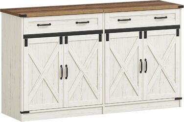 Кухонна шафа Hzuaneri з ящиком та 2 дверцятами, шафа для зберігання, регульовані полиці, стиль кантрі, 40 x 140 x 80 см, вінтажний коричнево-білий колір, SC94814X
