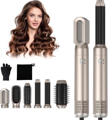 Фен Airstyler 6в1, Набір для завивки OKWRAP Multi Styler 30 мм, щітка для теплого повітря 1000 Вт Gold