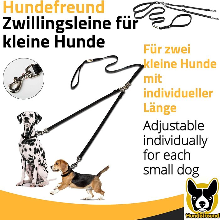 Подвійний повідець для двох маленьких собак / Регульований нейлоновий подвійний повідець для собак вагою до 30 кг