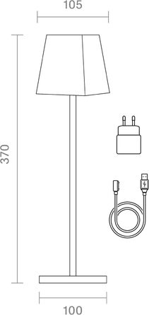 LED-лампа SIGOR Nuindie на акумуляторі, диммувана, для дому та вулиці, IP54, висота 38 см, біла, 12 годин роботи