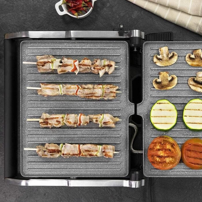 Електрогриль Cecotec Rock'nGrill 1500 Rapid з RockStone-покриттям, регульованою кришкою та знімною підставкою для жиру