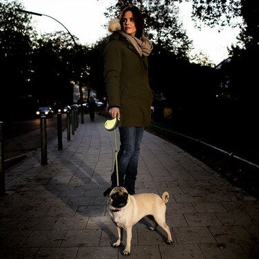 Гнучкий рулонний повідець Neon Reflect s мотузка 5 м неоново-чорний повідець для собак вагою до 12 кг
