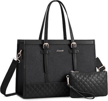 Сумка для ноутбука LOVEVOOK, жіноча, середнього розміру (17,3 дюйми), для роботи, навчання, офісу, універсітету, чорна