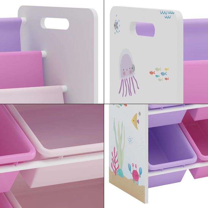 Дитяча полиця для іграшок en.casa Rødøy з 6 ящиками, 78 x 86 x 27 см, дизайн 