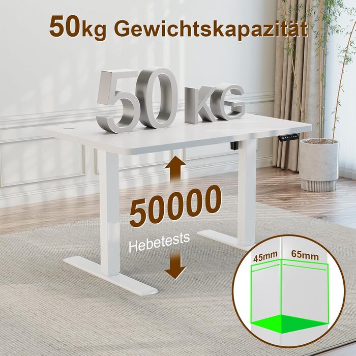 Електричний регульований стіл JUMMICO 100x60 см, USB-порт, білий. Ергономічний стіл для роботи та навчання