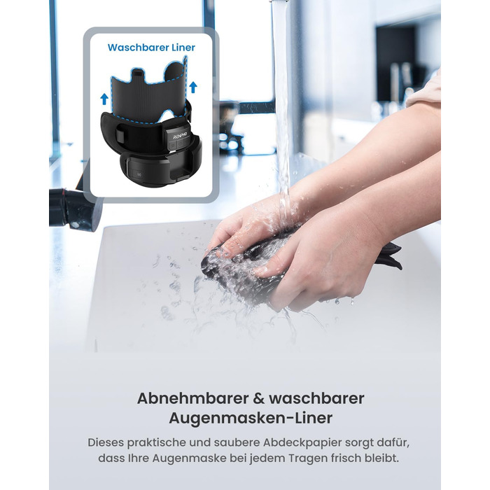 Масажер для очей RENPHO Eyeris 1 з підігрівом, вібрацією та Bluetooth, акумуляторний, для сухих очей, чорний