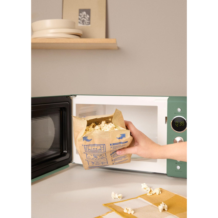 Мікрохвильова піч ретро Salbeigrün 20л з грилем та LCD дисплеєм 900W
