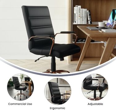 Крісло шеф Flash Furniture, обшите білою шкірою, з червонозолотим каркасом, 61 x 58,5 x 103,5 см