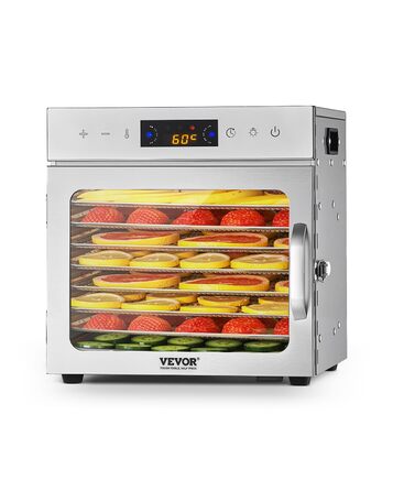 Електрична сушарка для їжі VEVOR з 10 нержавіючими чашами, 1000 Вт, для м'яса, фруктів, овочів, трав, собачих ласощів
