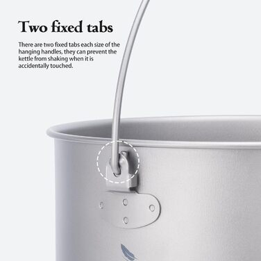 iBasingo 2.9L Титановий турпосуд з великою ємністю, для кемпінгу та приготування їжі на відкритому повітрі. Легкий посуд з відкидним ручками для 1-3 осіб (Ti2045C)