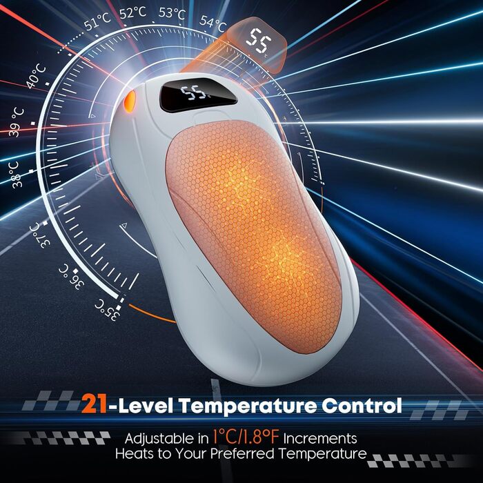 Електричний грієчка для рук 2 шт., 12000 мАг, з магнітною двосторонньою системою нагріву та цифровим індикатором температури та заряду батареї, для відпочинку на природі/кемпінгу (білий-рожевий)