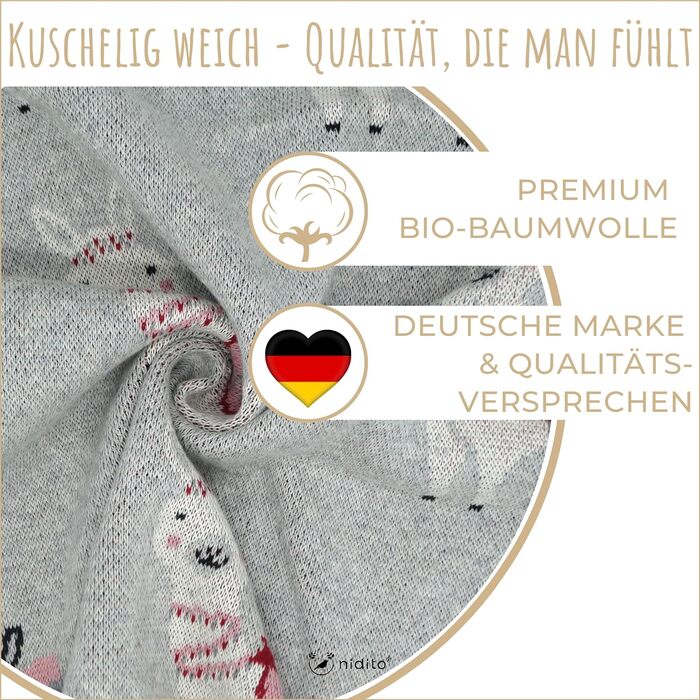 Органічна дитяча ковдра nidito Lama рожева - 100 високоякісна органічна бавовна KBA - 80x100 см - чудово м'яка - Сірий, бежевий, старо-рожевий Дитяча ковдра Дівчинка Хлопчик Дитяча вовняна ковдра Затишна ковдра для дитини Подарунок Альпака Лака
