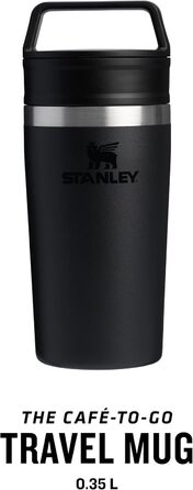 Термокружка Stanley Cafe 0.35L: 4 години гаряче, 5 годин холодне - нержавіюча сталь, для кави з собою, чорна