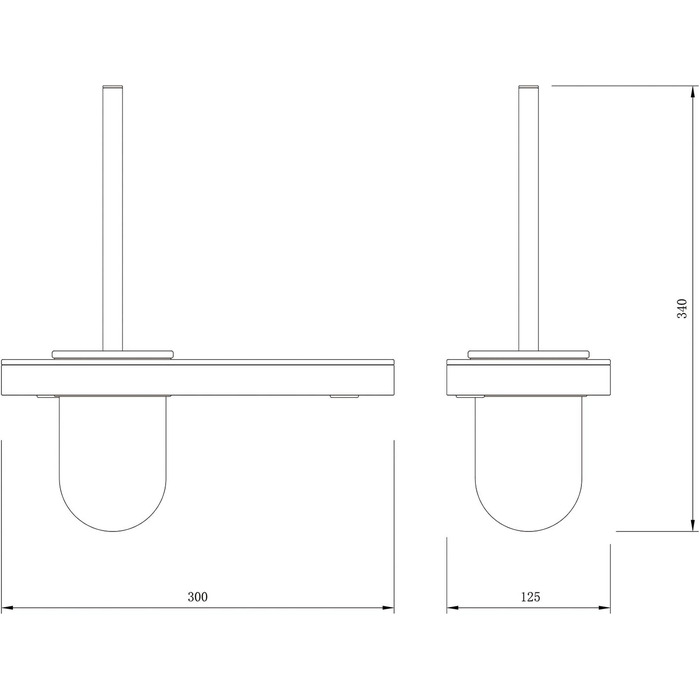 Тримач для туалетних щіток G505 з нержавіючої сталі - Туалетна щітка зі скляною поличкою - Колір на вибір, колір чорний матовий