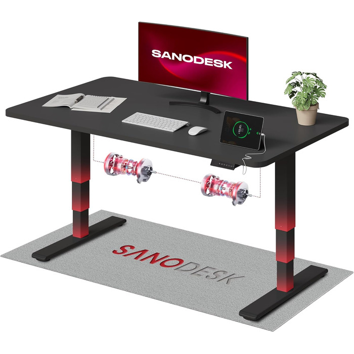Регульований стіл Sanodesk 160x80 см, білий + ahron, електричний, ергономічний, з подвійним мотором