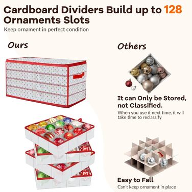 Коробка для прикрас на ялинку, органайзер для новорічних кулі, 4 рівня, 64 кулі, з ручками, 34x34x34 см