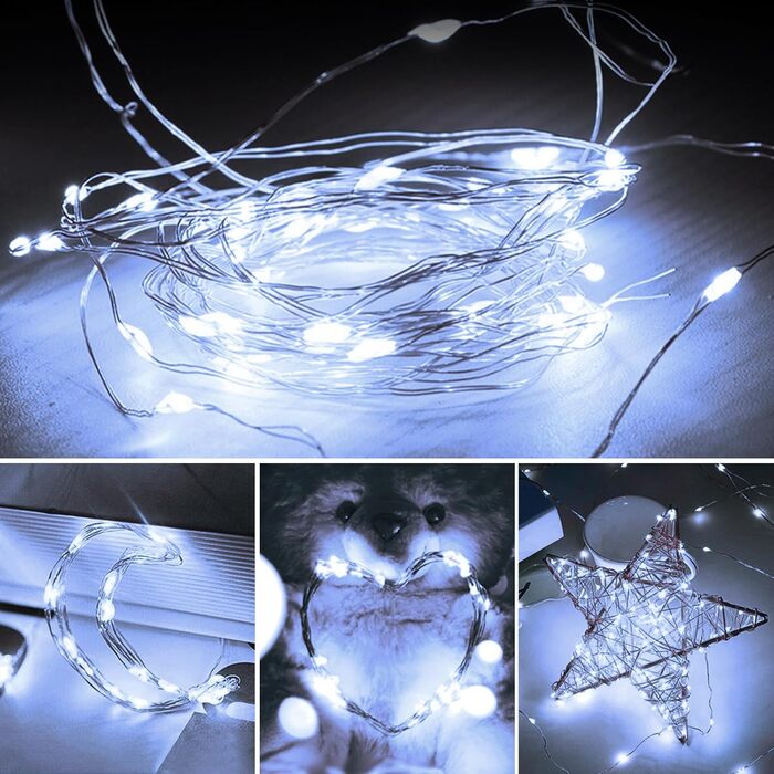 Льодогенератор 6 шт. Батарейки, 5M 50 LED, з таймером та пультом, 8 режимів, вологостійкий, теплий білий, для прикраси інтер'єру/екстер'єру, Різдва, саду, вечірки, весілля