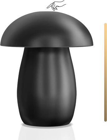FUYO Pilz Lampe Kabellos: Бездротова лампа-гриб з торшером, сенсорне керування, регулювання яскравості та функція пам'яті, сучасний дизайн для спальні, вітальні та кемпінгу, елегантний чорний колір