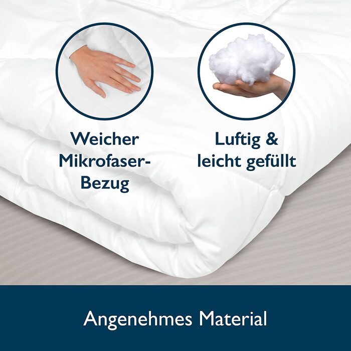 Beautissu Комплект постільної білизни 4 сезони 135x200 см (2 шт.) - Легка літня та тепла зимова ковдра, антиалергенна, дихаюча, BeauNuit JD