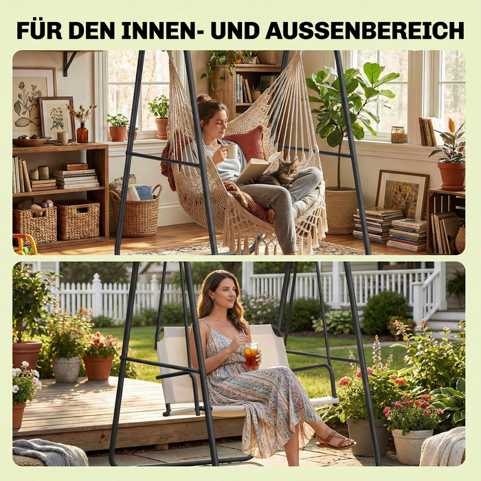 Стійка для гамака, вантажопідйомність 150 кг, для внутрішнього та зовнішнього використання, Чорна