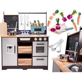 Дерев'яна дитяча кухня з раковиною, духовкою та витяжкою, модель 1