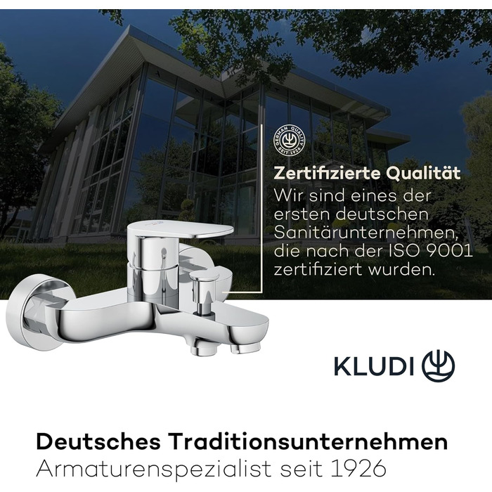 Змішувач для ванни KLUDI-X1 з двома споживачами, накладний на стіну, з S-перехідниками, одноручний для ванни та душу, хром