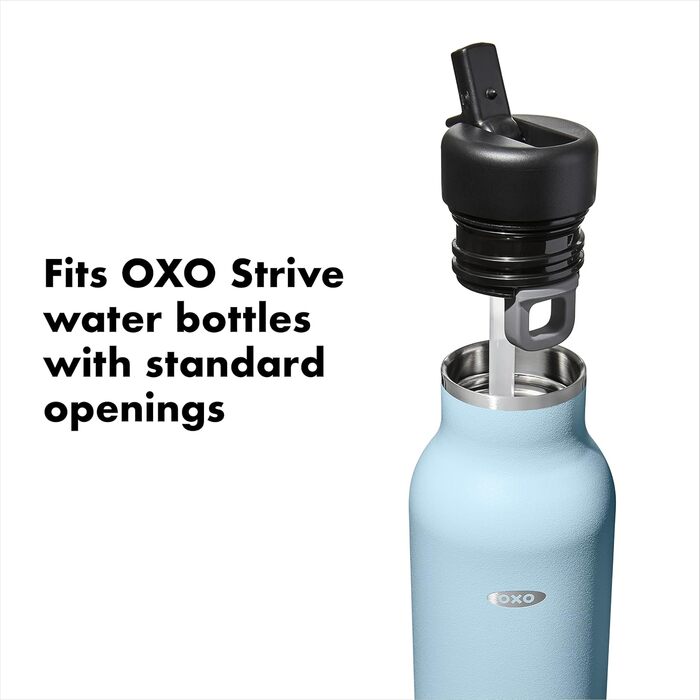 OXO Strive Ізольована пляшка для води зі стандартним кришкою, 473 мл, чорна